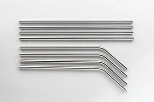 Stainless steel straws, set of 8, silver