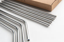Load image into Gallery viewer, Stainless steel straws, set of 8, silver